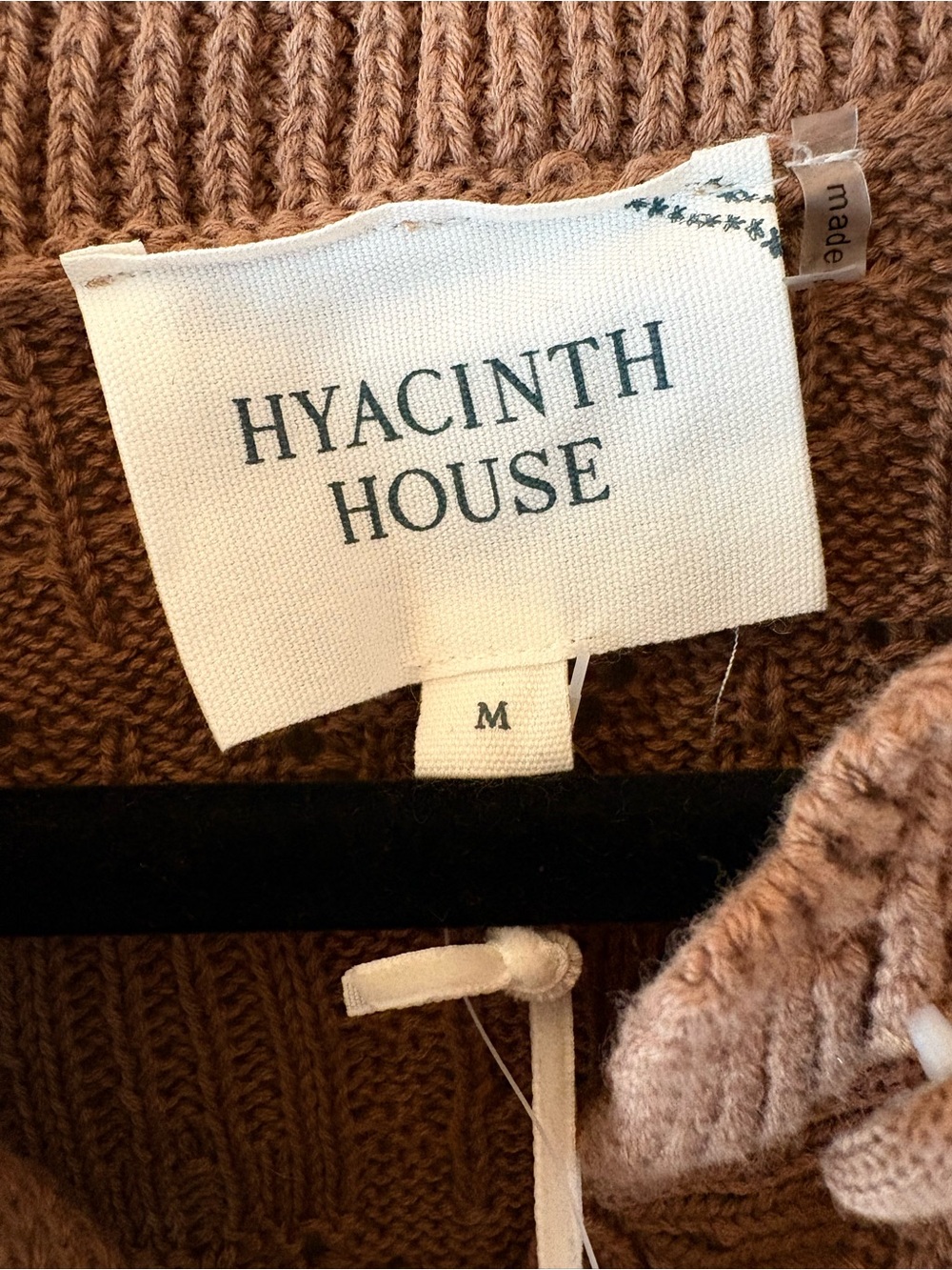 Hyacinth House Pointelle Capucine Cotton Cardigan Sweater NWT Medium Tan Brown - Picture 4 of 8